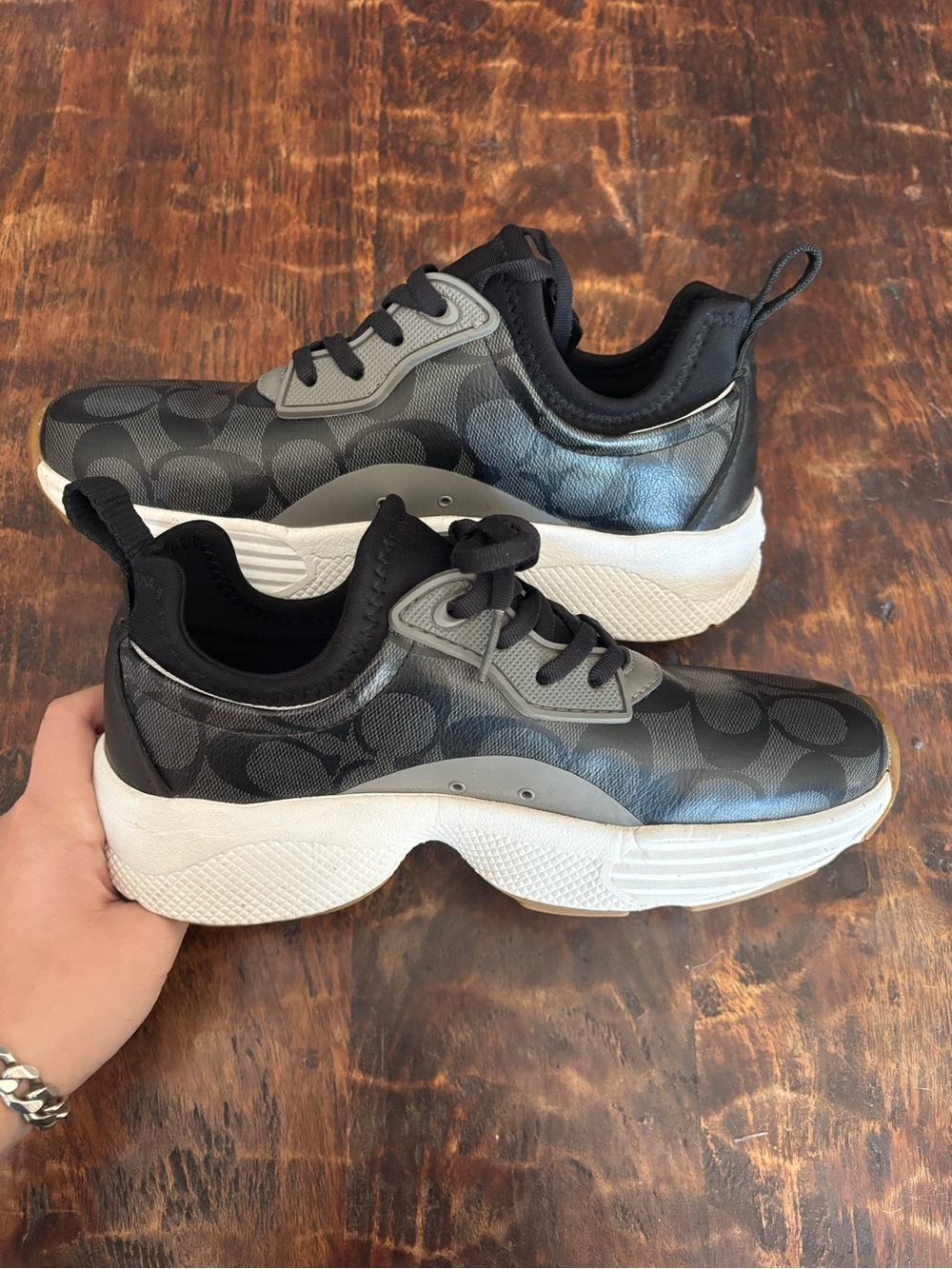 Coach Women’s Black Logo Lace-Up Sneakers